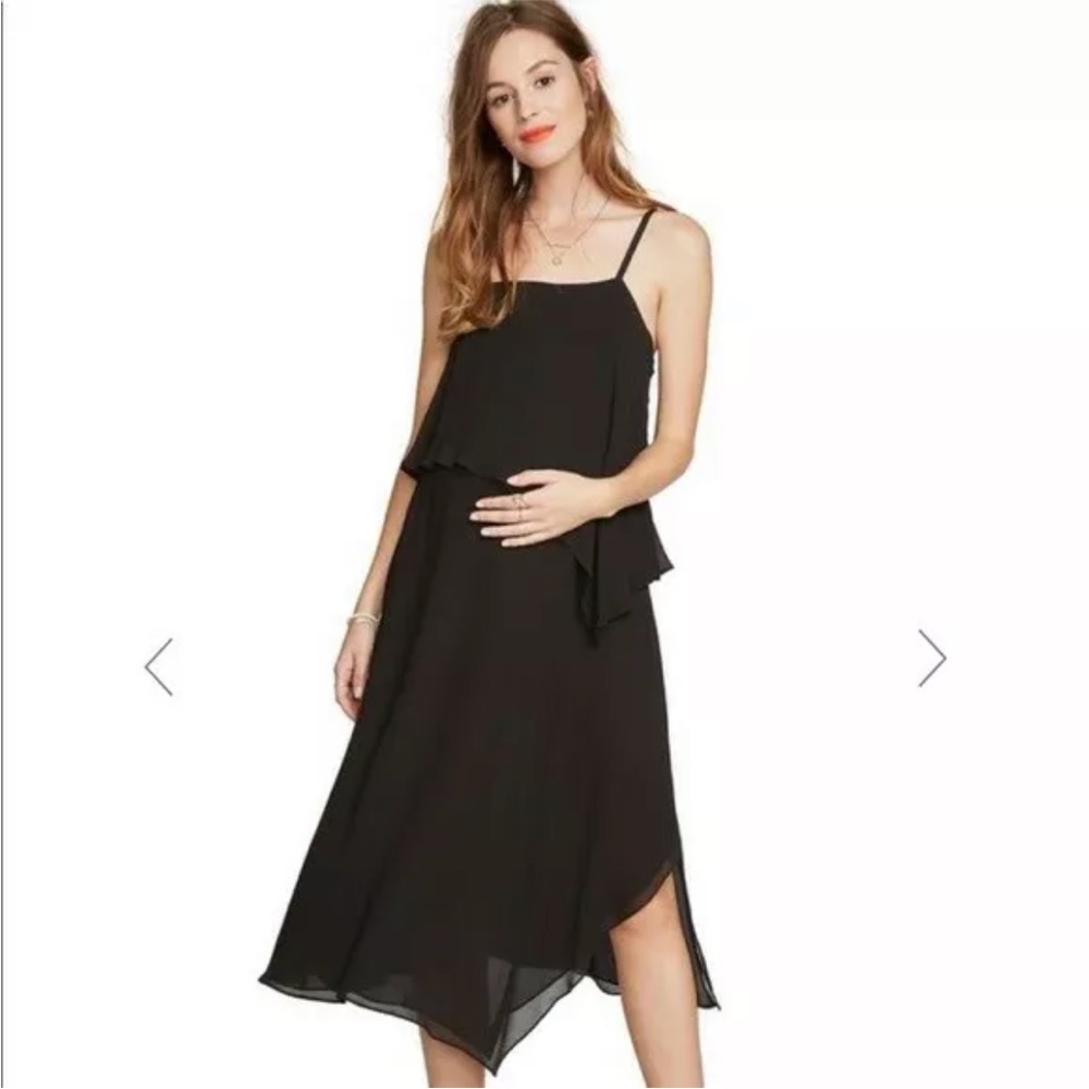 Hatch Black Spaghetti-Strap Midi Dress